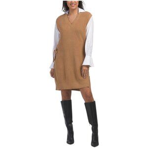 ELAN Twofer Knit Woven Midi Dress